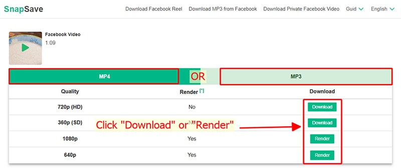 Select format and save to device